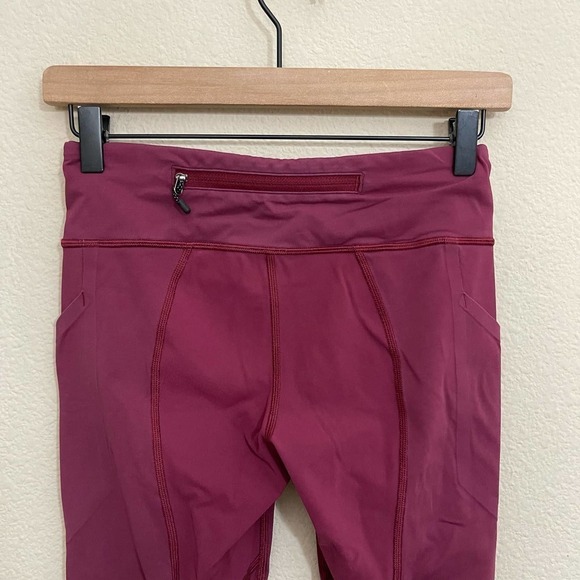 Lululemon Pace Rival Full-On Luxtreme 22" Crop Leggings Ruby Wine Burgundy 4 - Picture 12 of 14